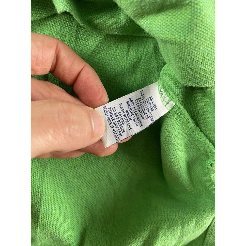 Polo Ralph Lauren Solid Green Polo Shirt Mens XL Pink Pony Preppy Cotton Work